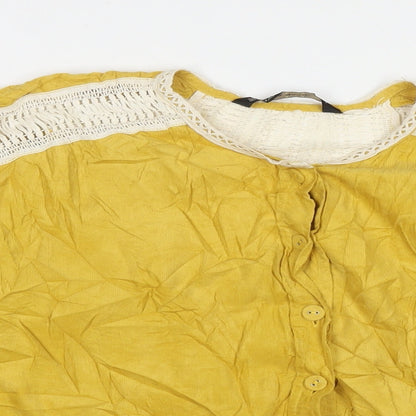Womens UK Size L Zara Yellow Basic Button-Up