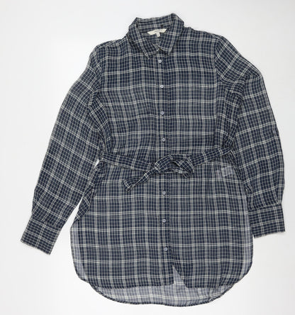 Womens UK Size 8 NEXT Blue Tunic Button-Up