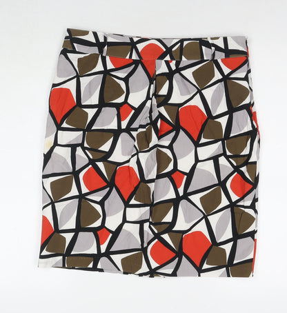 Marks and Spencer Womens Multicoloured Geometric Polyester A-Line Skirt Size 14 Zip