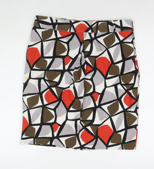 Marks and Spencer Womens Multicoloured Geometric Polyester A-Line Skirt Size 14 Zip