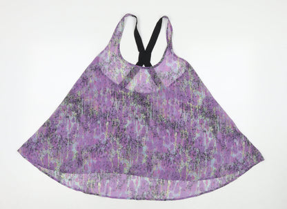 Topshop Womens Purple Geometric Polyester Basic Tank Size 10 Scoop Neck