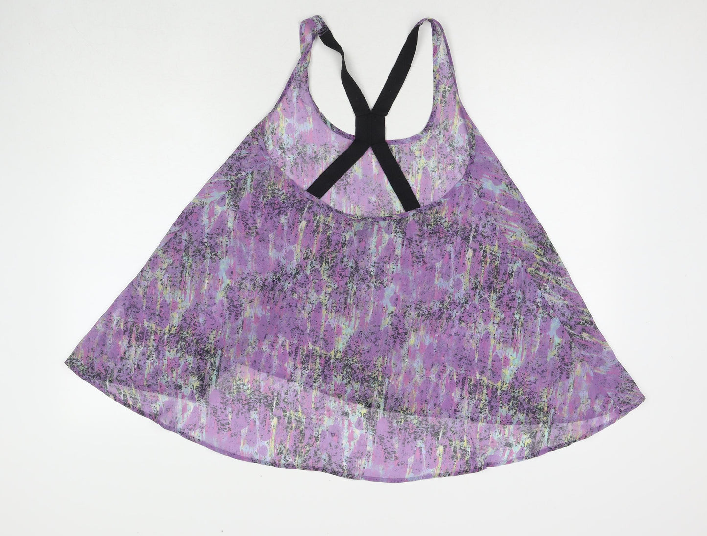 Topshop Womens Purple Geometric Polyester Basic Tank Size 10 Scoop Neck