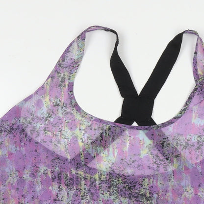 Topshop Womens Purple Geometric Polyester Basic Tank Size 10 Scoop Neck
