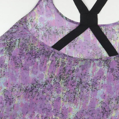 Topshop Womens Purple Geometric Polyester Basic Tank Size 10 Scoop Neck