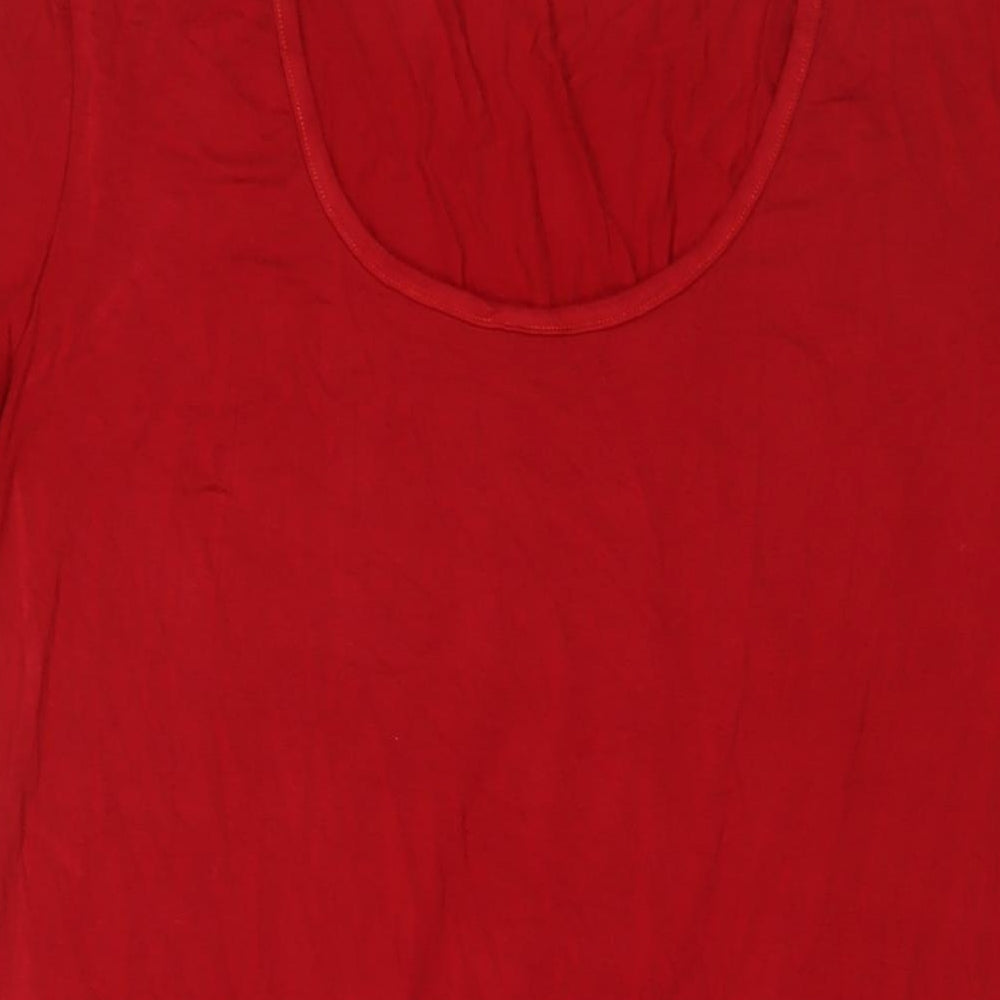Domiti Womens Red Viscose T-Shirt Dress Size M Round Neck Pullover