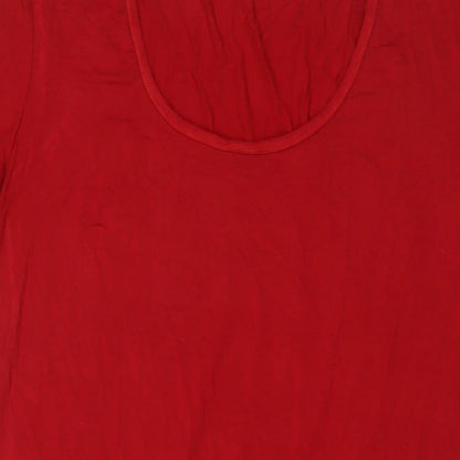 Domiti Womens Red Viscose T-Shirt Dress Size M Round Neck Pullover