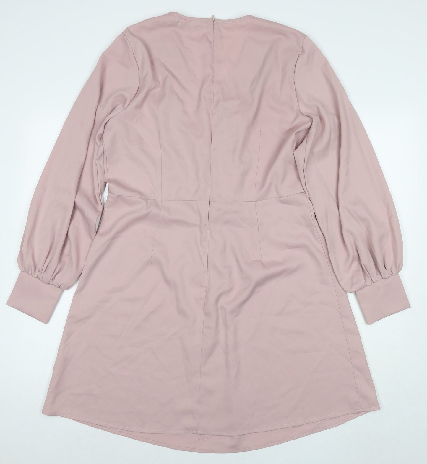 Boohoo Womens Pink Polyester A-Line Size 16 V-Neck Zip