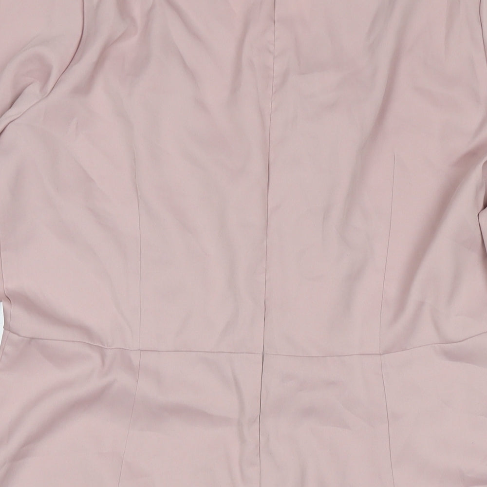 Boohoo Womens Pink Polyester A-Line Size 16 V-Neck Zip