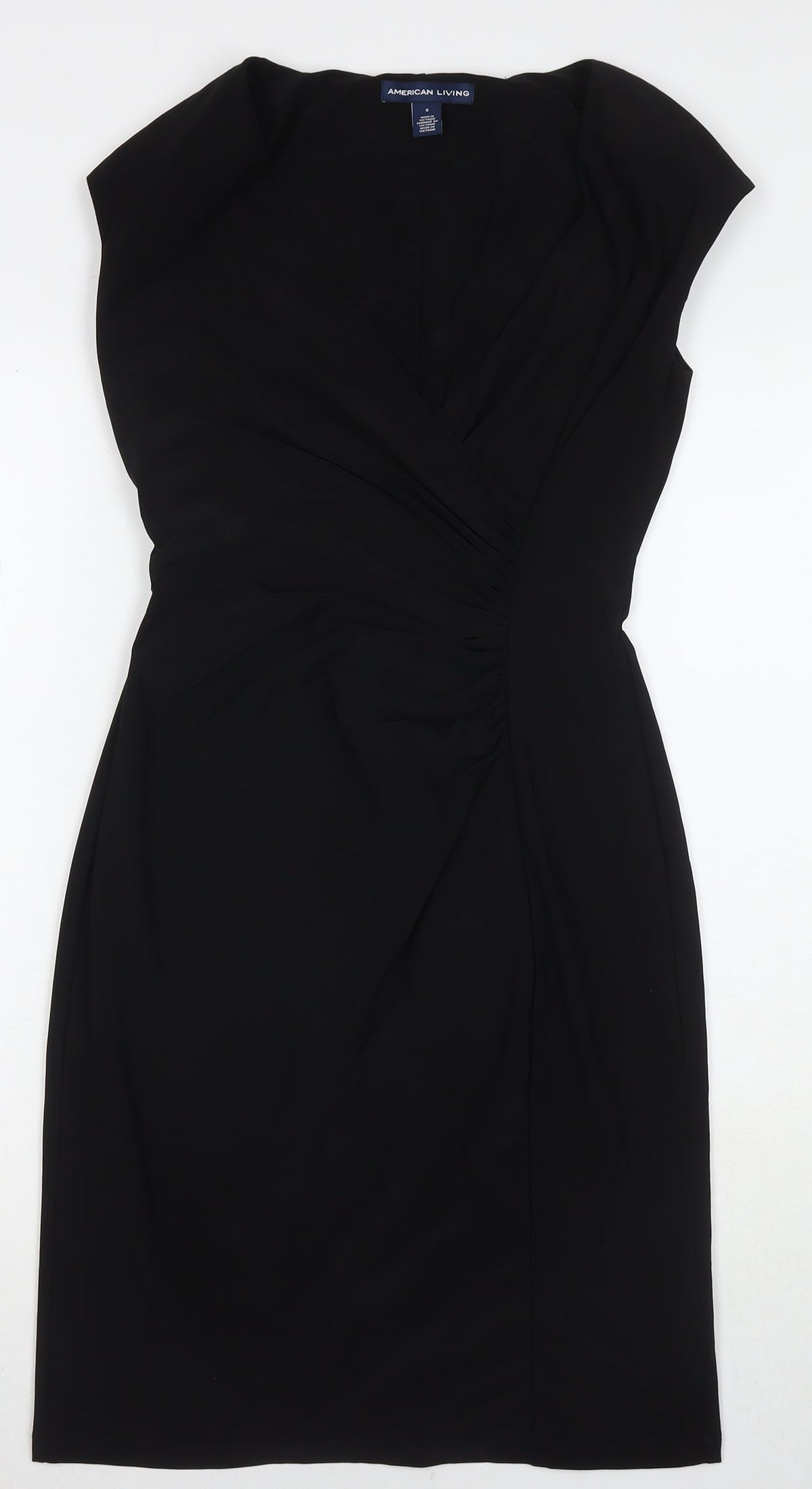 American Living Womens Black Polyester A-Line Size 6 Round Neck Pullover