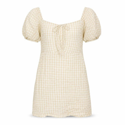 H&M Womens Beige Cotton T-Shirt Dress Size M Square Neck Pullover