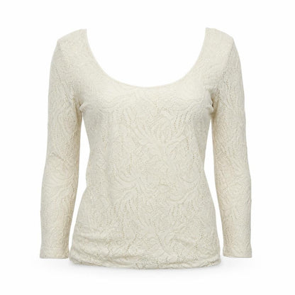 BSB Womens Beige Polyester Basic Blouse Size S Scoop Neck