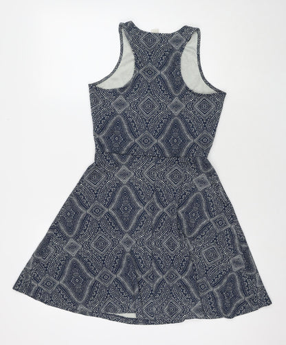 H&M Womens Blue Polyester Fit & Flare Size S Round Neck Pullover