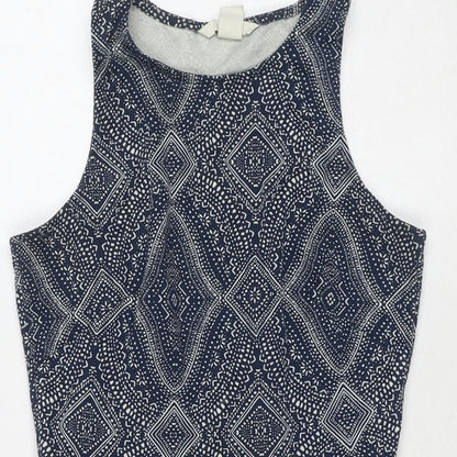 H&M Womens Blue Polyester Fit & Flare Size S Round Neck Pullover