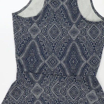 H&M Womens Blue Polyester Fit & Flare Size S Round Neck Pullover