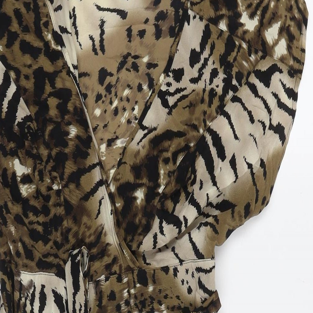 Warehouse Womens Multicoloured Animal Print Polyester A-Line Size 10 V-Neck Zip