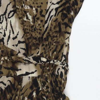 Warehouse Womens Multicoloured Animal Print Polyester A-Line Size 10 V-Neck Zip