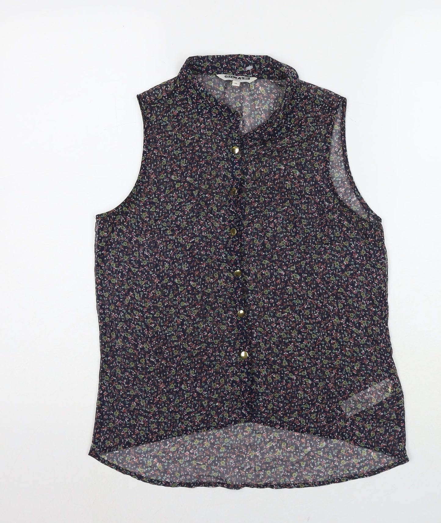 Womens UK Size 14 New Look Multicoloured Basic Button-Up