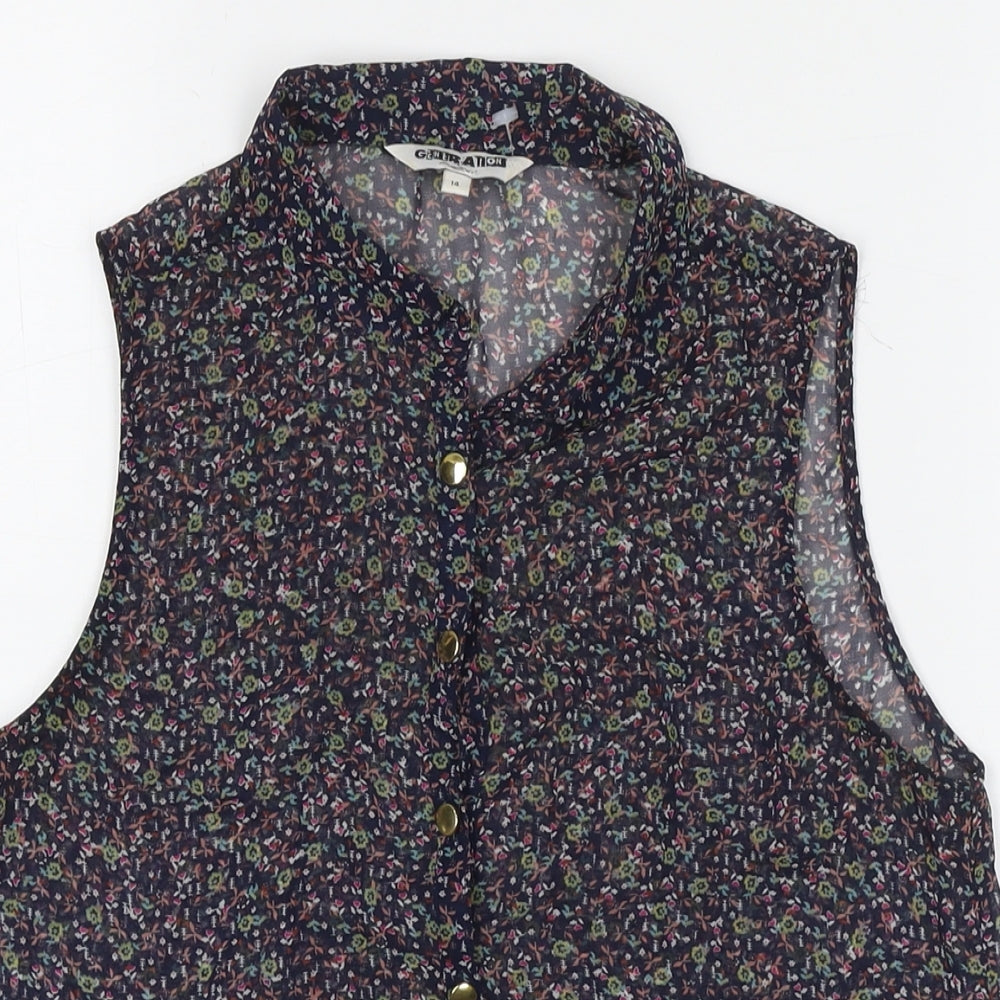Womens UK Size 14 New Look Multicoloured Basic Button-Up