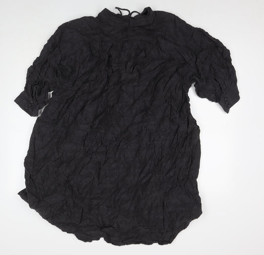 And/Or Womens Grey Viscose A-Line One Size V-Neck Button