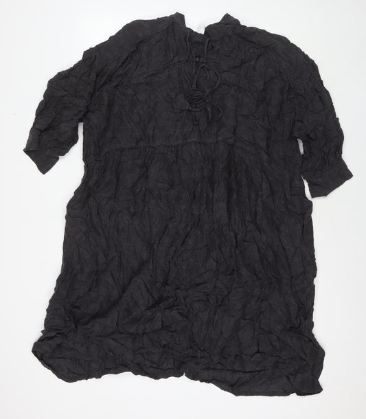 And/Or Womens Grey Viscose A-Line One Size V-Neck Button