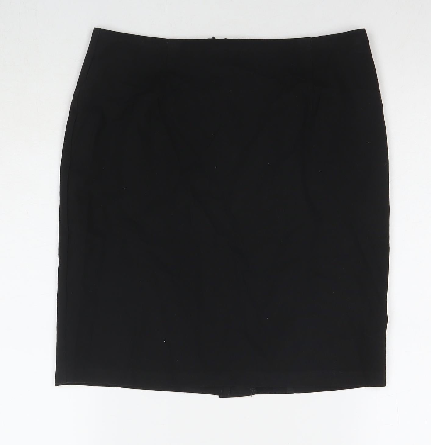 Marks and Spencer Womens Black Polyester Straight & Pencil Skirt Size 30 in Zip