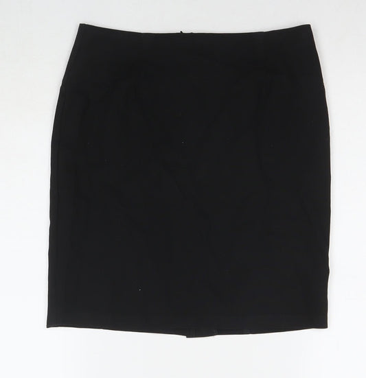 Marks and Spencer Womens Black Polyester Straight & Pencil Skirt Size 30 in Zip