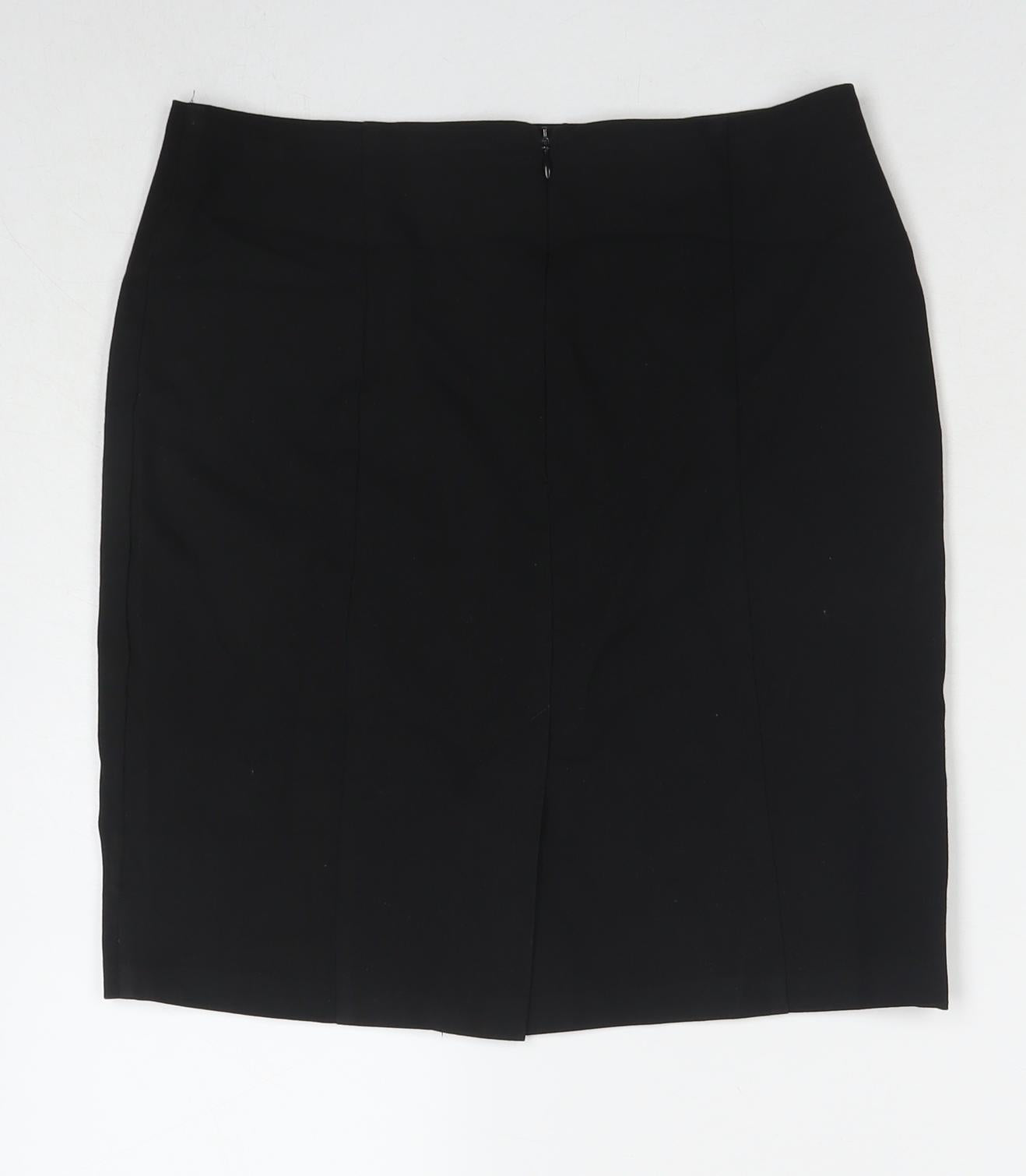 Marks and Spencer Womens Black Polyester Straight & Pencil Skirt Size 30 in Zip