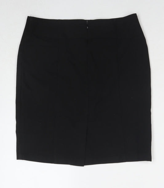 Marks and Spencer Womens Black Polyester Straight & Pencil Skirt Size 30 in Zip
