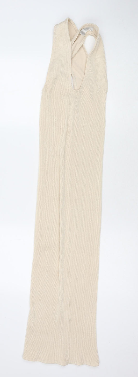 River Island Womens Beige Polyester Bodycon One Size V-Neck Pullover