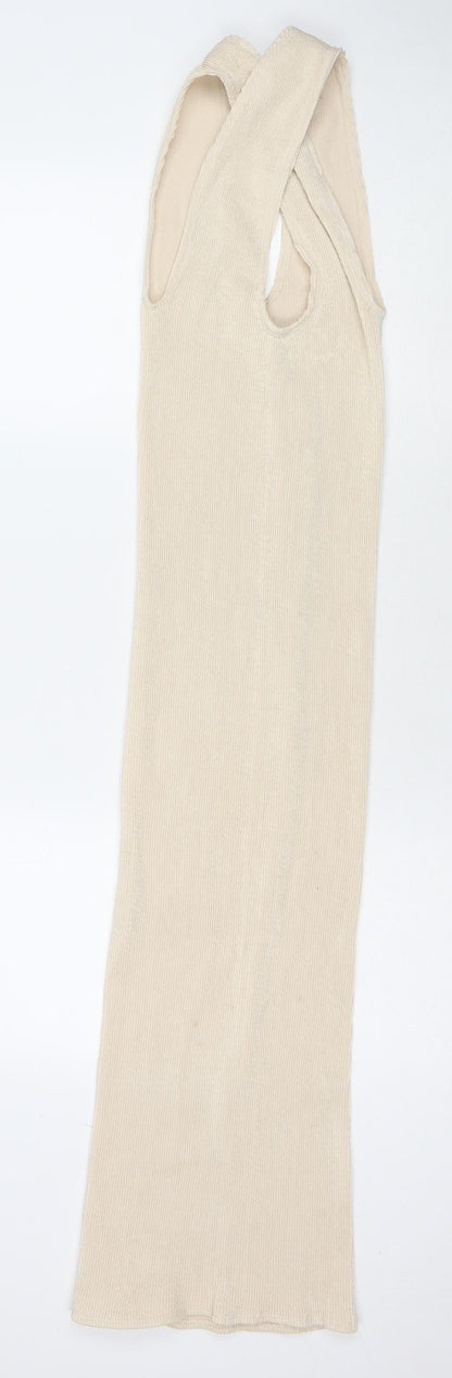 River Island Womens Beige Polyester Bodycon One Size V-Neck Pullover