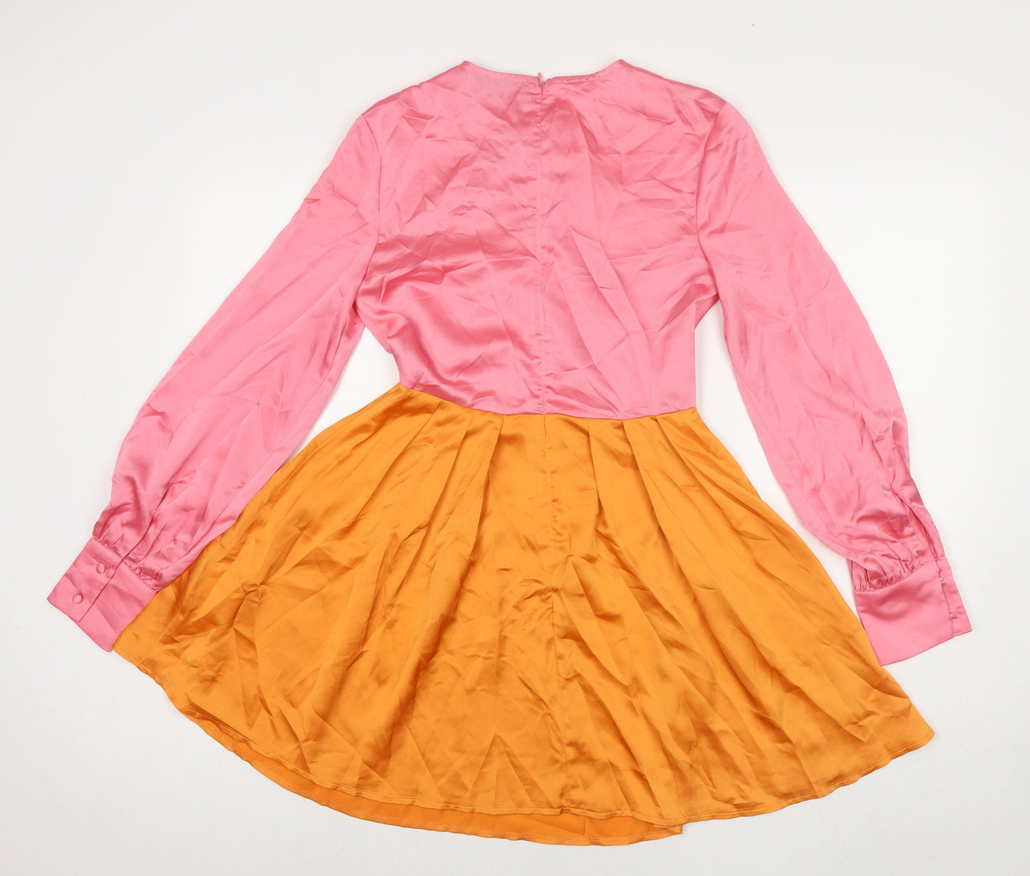 Missguided Womens Multicoloured Colourblock Polyester Fit & Flare Size 8 Round Neck Zip