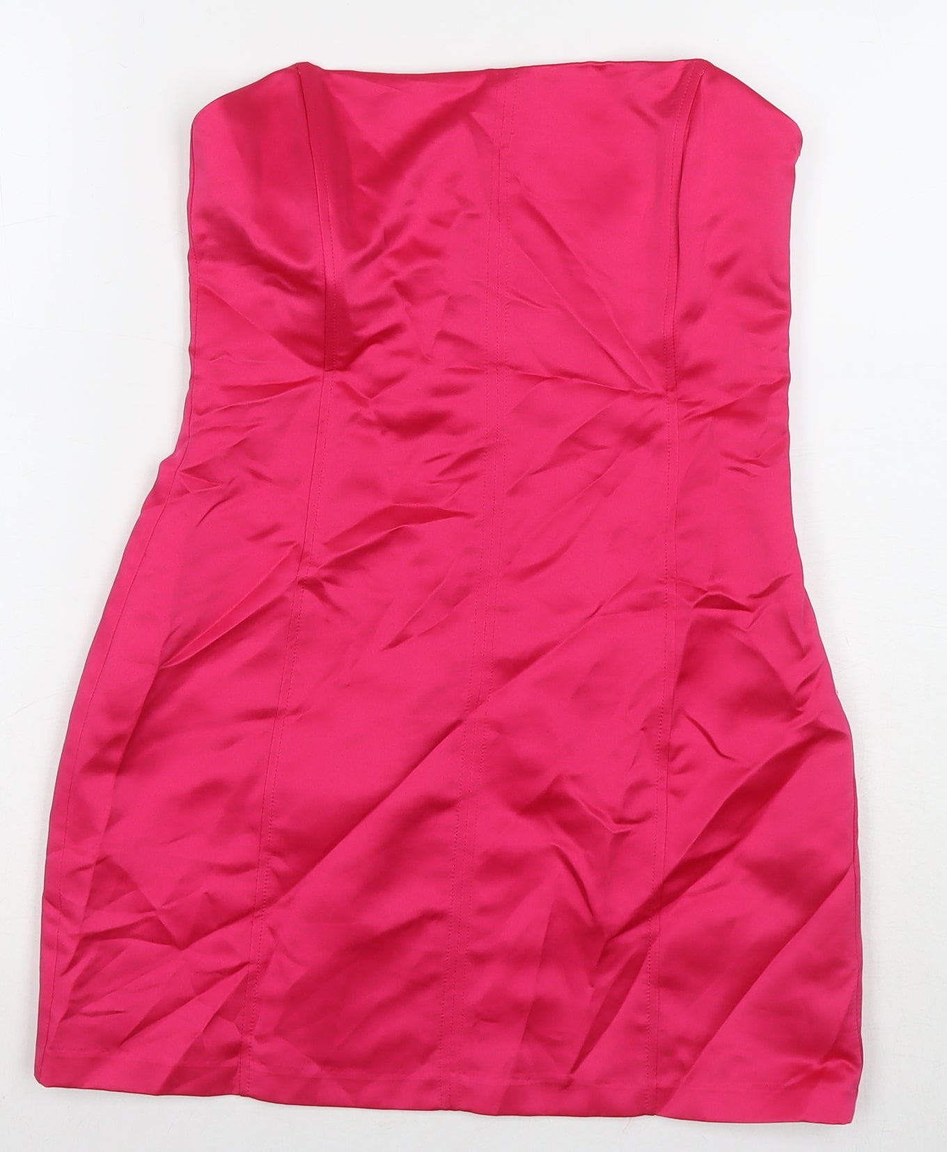 Zara Womens Pink Polyester Mini Size S Square Neck Zip - Strapless