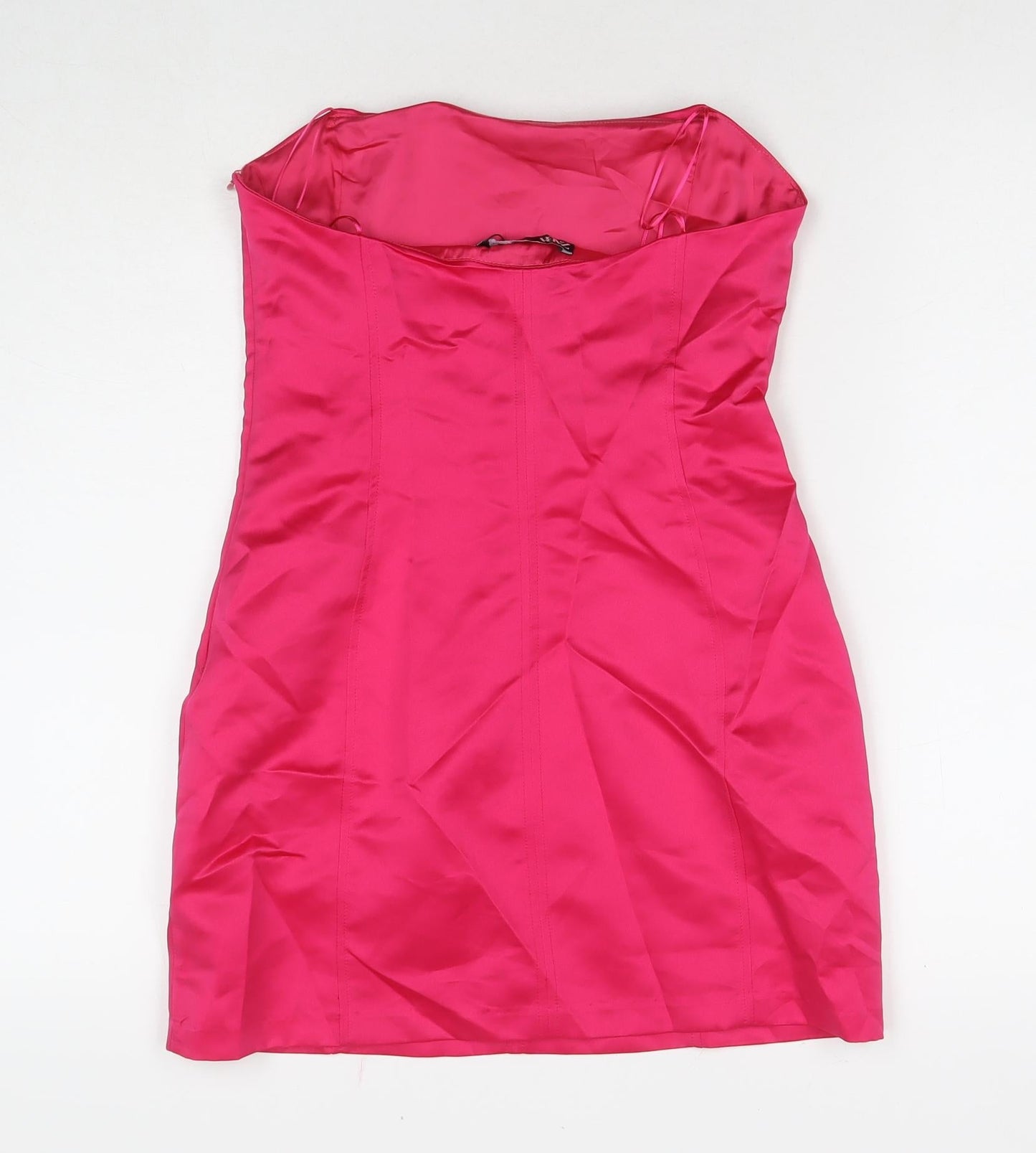 Zara Womens Pink Polyester Mini Size S Square Neck Zip - Strapless