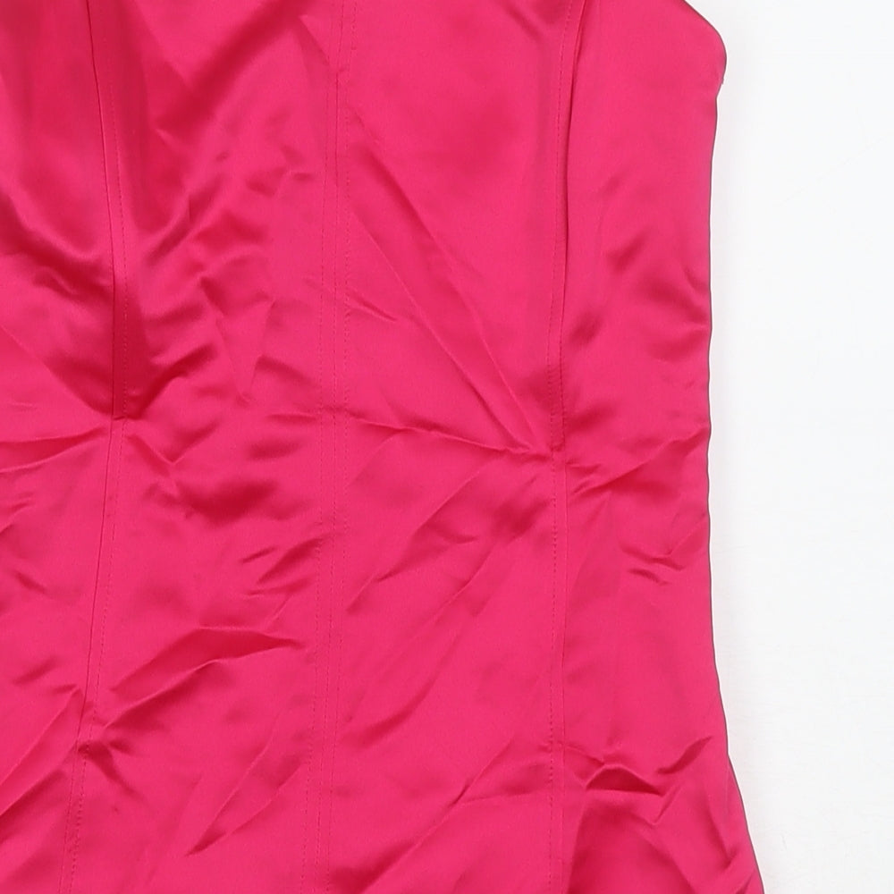 Zara Womens Pink Polyester Mini Size S Square Neck Zip - Strapless