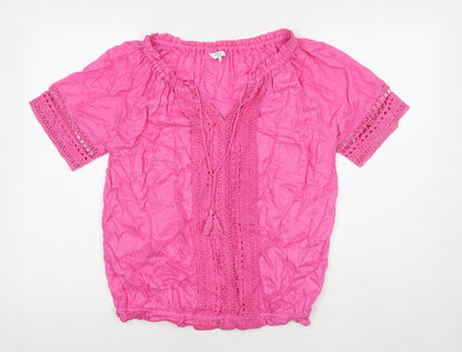 Womens UK Size 10 Cotton Traders Pink Basic Blouse