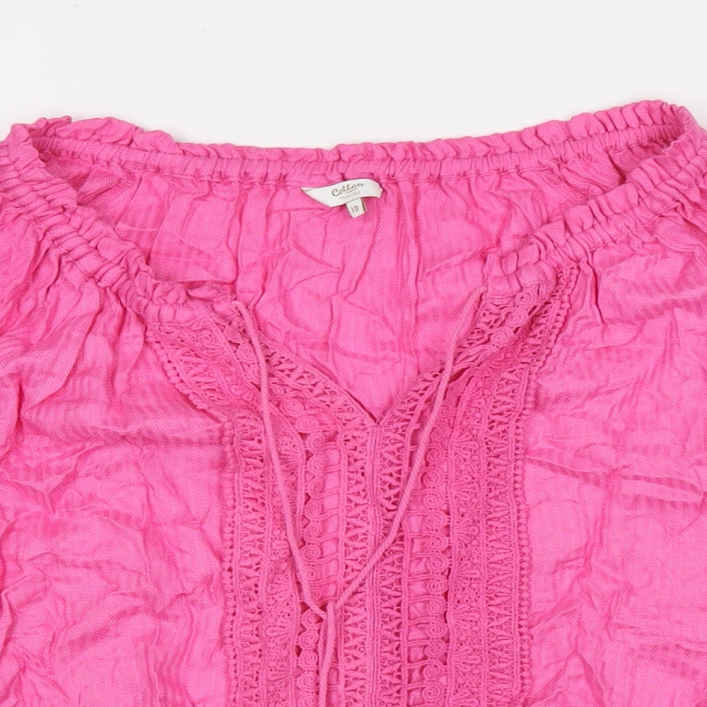 Womens UK Size 10 Cotton Traders Pink Basic Blouse