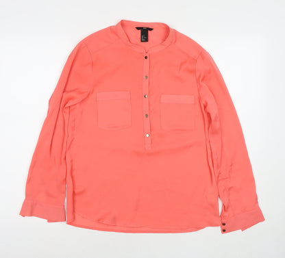 Womens UK Size 10 H&M Pink Basic Button-Up