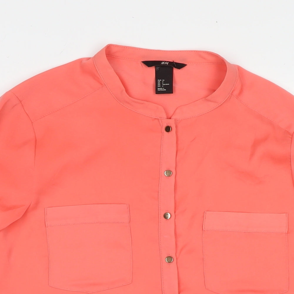 Womens UK Size 10 H&M Pink Basic Button-Up
