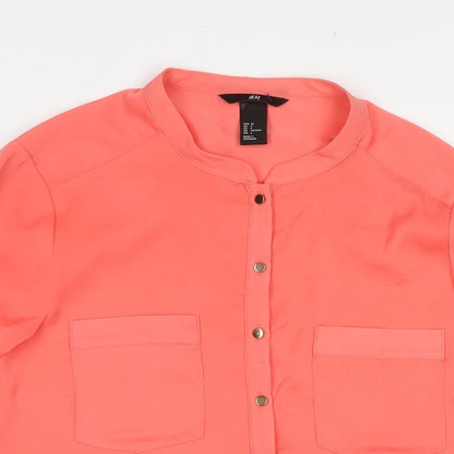 Womens UK Size 10 H&M Pink Basic Button-Up