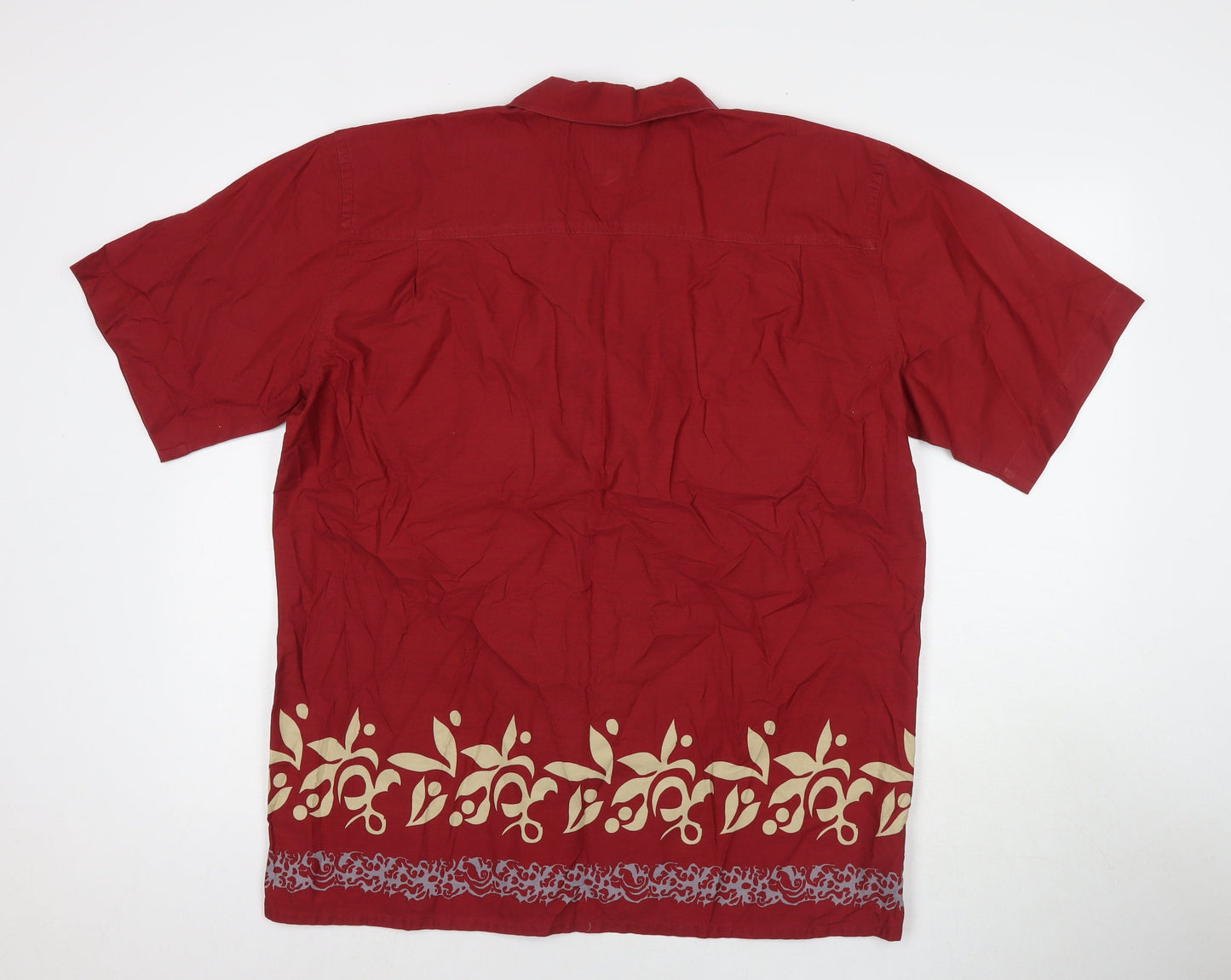 Ciro Citterio Womens Red Geometric Cotton Basic Button-Up Size XL Collared