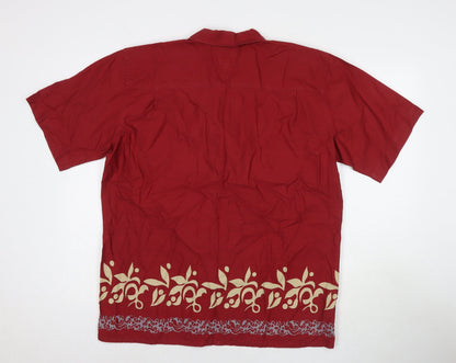 Ciro Citterio Womens Red Geometric Cotton Basic Button-Up Size XL Collared