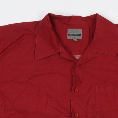 Ciro Citterio Womens Red Geometric Cotton Basic Button-Up Size XL Collared