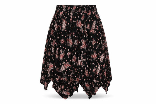 LASCANA Womens Black Floral Viscose Pleated Skirt Size 10