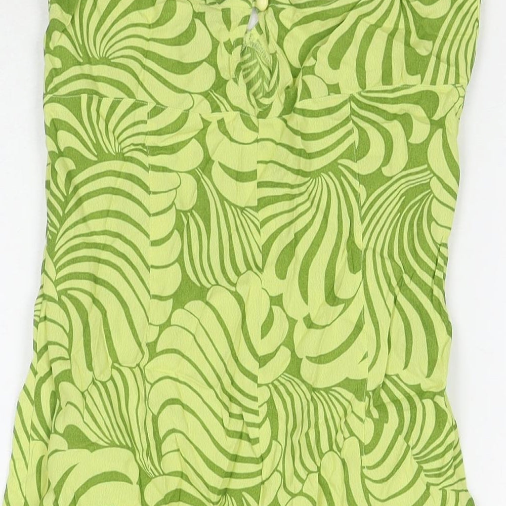 Divided by H&M Womens Green Geometric Viscose Tank Dress Size 10 V-Neck Button