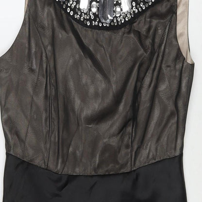 NEXT Womens Black Polyester A-Line Size 8 Round Neck Zip - Jeweled Sequin Detail