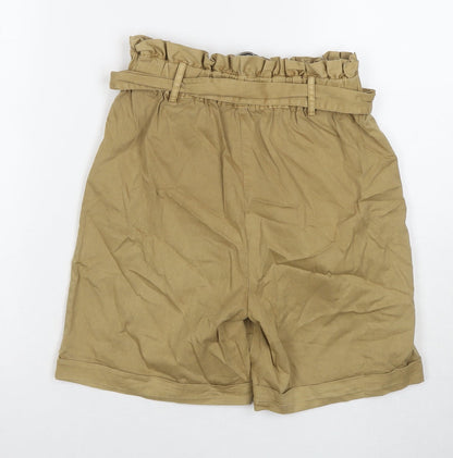 Soaked in Luxury Womens Brown Cotton Paperbag Shorts Size XS L6 in Regular Pull On