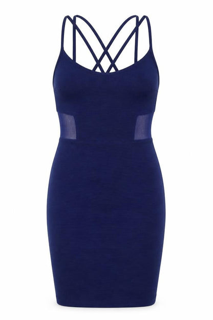 Miss Selfridge Womens Blue Polyester Bodycon Size 4 Round Neck Pullover