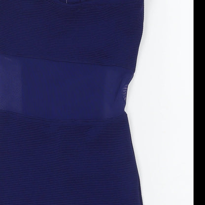 Miss Selfridge Womens Blue Polyester Bodycon Size 4 Round Neck Pullover