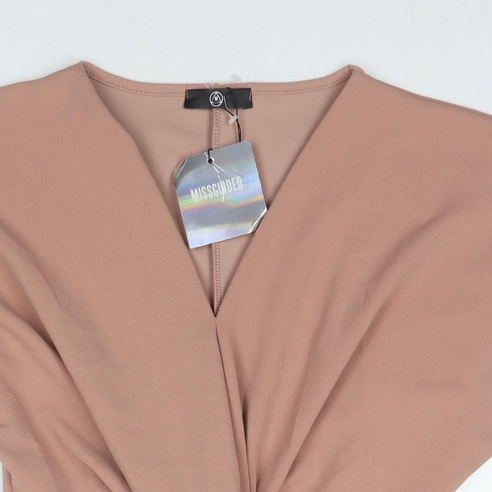 Missguided Womens Beige Polyester Mini Size 8 Round Neck Pullover