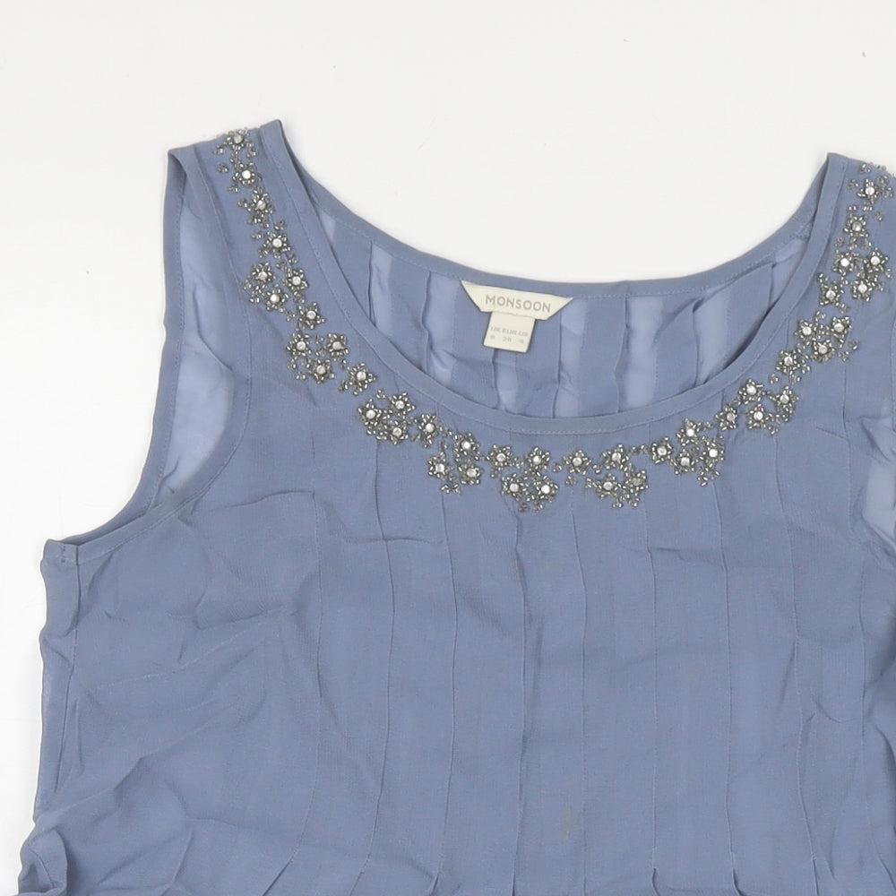 Womens UK Size 8 Monsoon Blue Basic Blouse
